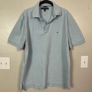 Tommy Hilfiger Light Blue Polo Shirt L Preppy Shirt Top Large Logo